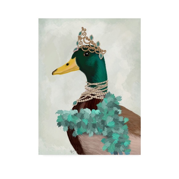 MALLARD DUCK WITH TIARA AND BOA CANVAS WALL ART - Picture 3 of 5